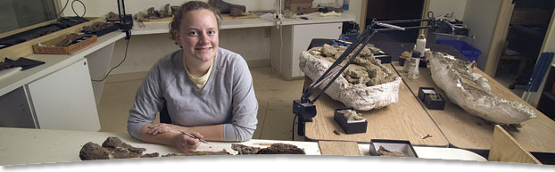 research student with artifacts